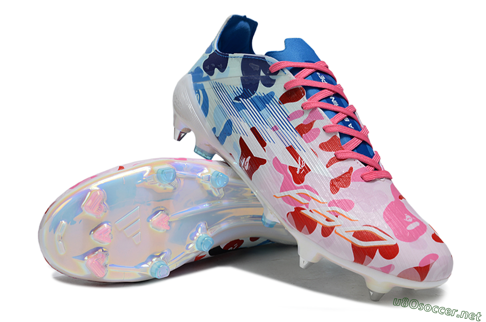 Men's Adidas F50+ Elite FG Football Boots - Pink/White/Red/Blue 3
