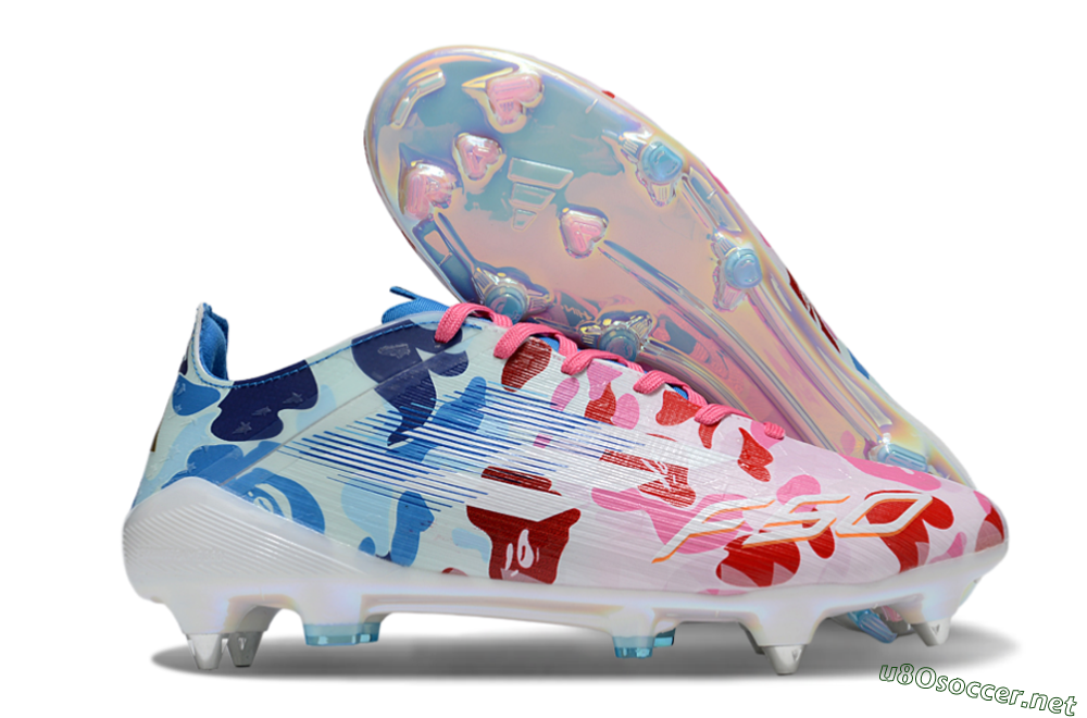 Men's Adidas F50+ Elite FG Football Boots - Pink/White/Red/Blue 2