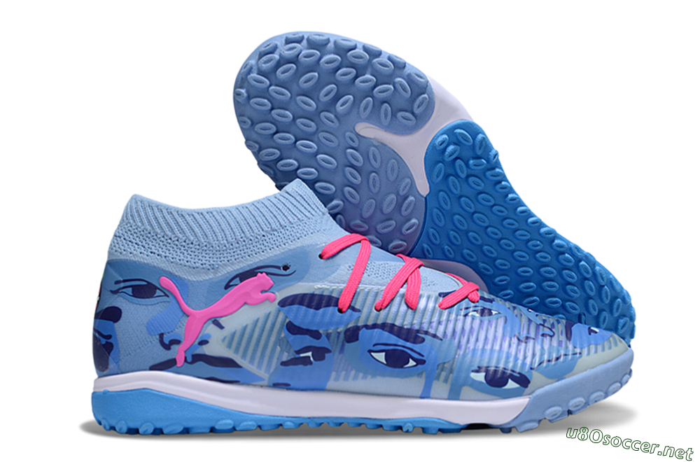 Men's Puma Future 8 Ultimate TF Football Shoes - Blue/Pink/White 2