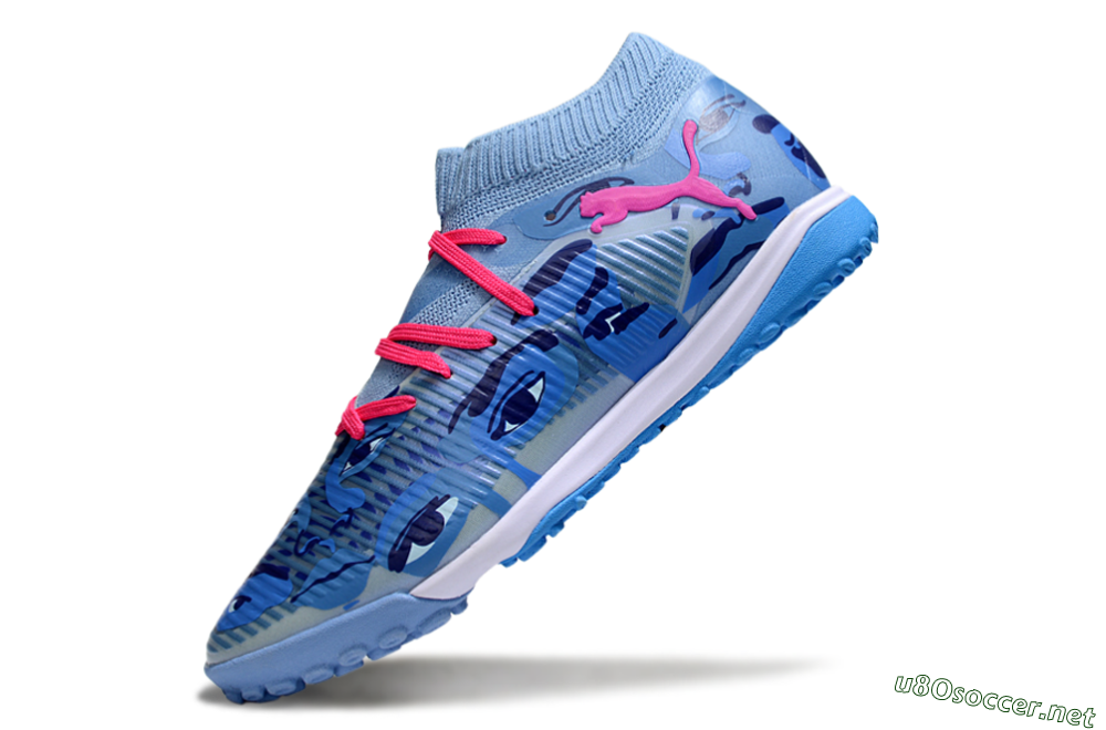 Men's Puma Future 8 Ultimate TF Football Shoes - Blue/Pink/White 5