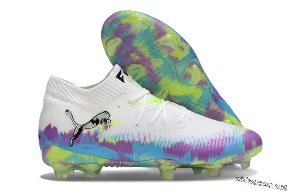 Men's Puma Future 8 Ultimate FG Football Boots - White/Blue/Yellow 2