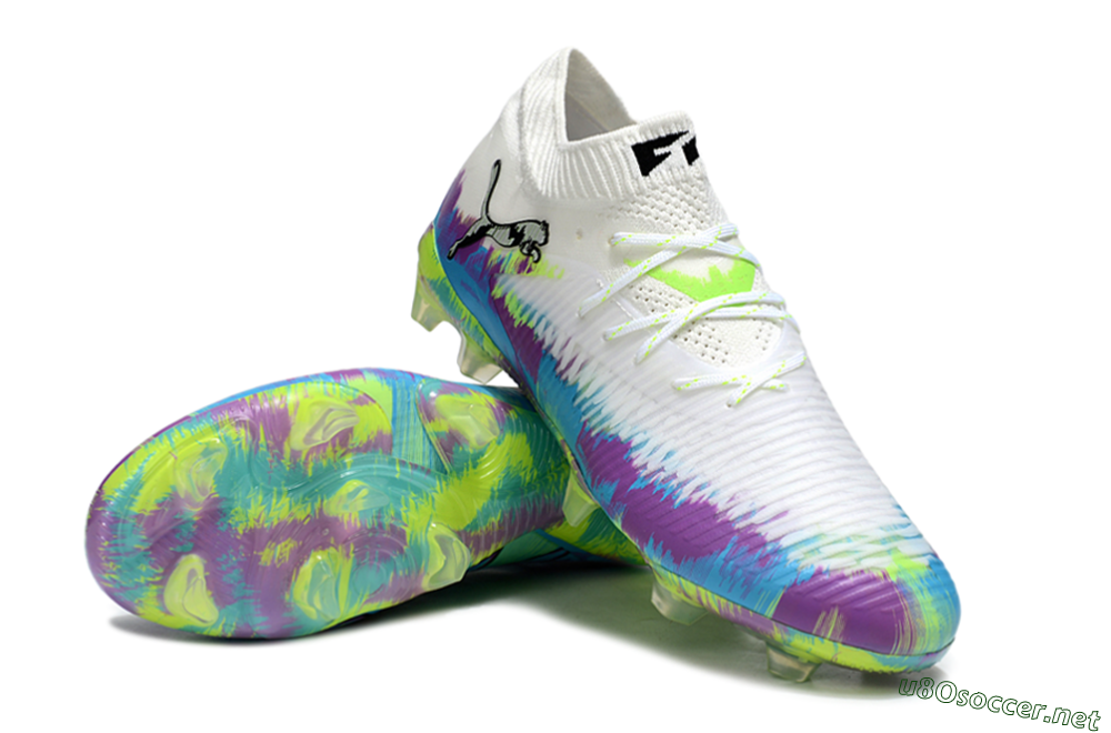 Men's Puma Future 8 Ultimate FG Football Boots - White/Blue/Yellow 3
