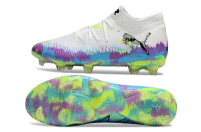 Men's Puma Future 8 Ultimate FG Football Boots - White/Blue/Yellow