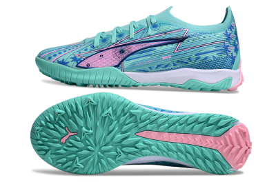 Men's Puma Ultra Ultimate TF Football Shoes - Jade/Blue/Pink