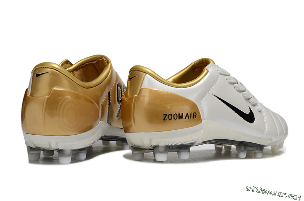 Men's Nike Air Zoom Total 90 III FG Football Boots - White/Black/Gold 6
