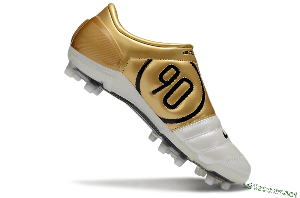 Men's Nike Air Zoom Total 90 III FG Football Boots - White/Black/Gold 4