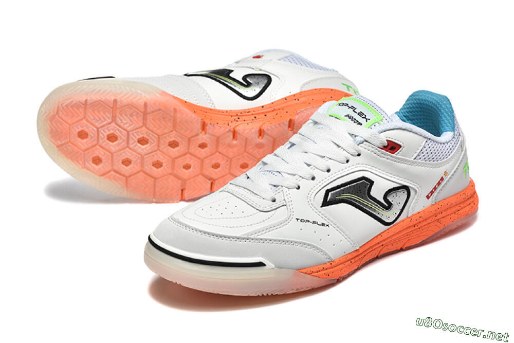 Men's Joma Top Flex IC Football Shoes - White/Silver/Red 3