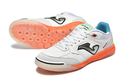 Men's Joma Top Flex IC Football Shoes - White/Silver/Red