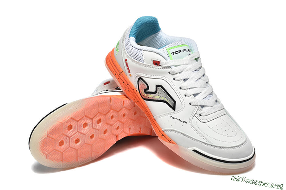 Men's Joma Top Flex IC Football Shoes - White/Silver/Red 4