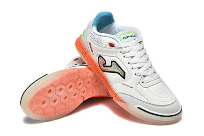 Men's Joma Top Flex IC Football Shoes - White/Silver/Red