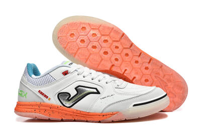 Men's Joma Top Flex IC Football Shoes - White/Silver/Red