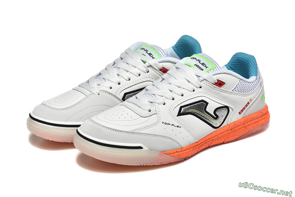 Men's Joma Top Flex IC Football Shoes - White/Silver/Red 5
