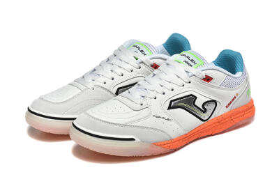 Men's Joma Top Flex IC Football Shoes - White/Silver/Red