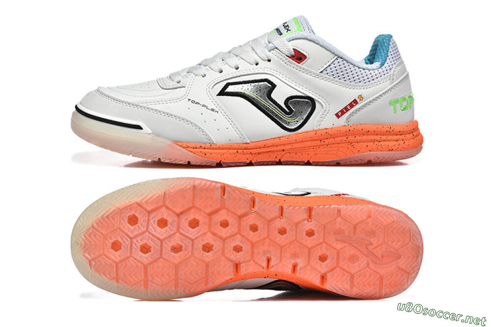 Men's Joma Top Flex IC Football Shoes - White/Silver/Red 1