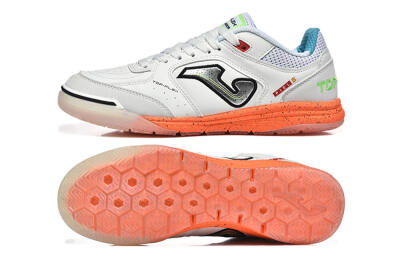 Men's Joma Top Flex IC Football Shoes - White/Silver/Red