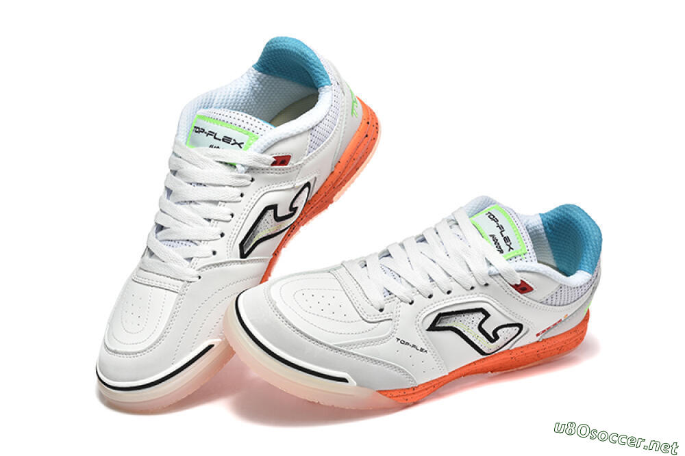 Men's Joma Top Flex IC Football Shoes - White/Silver/Red 6