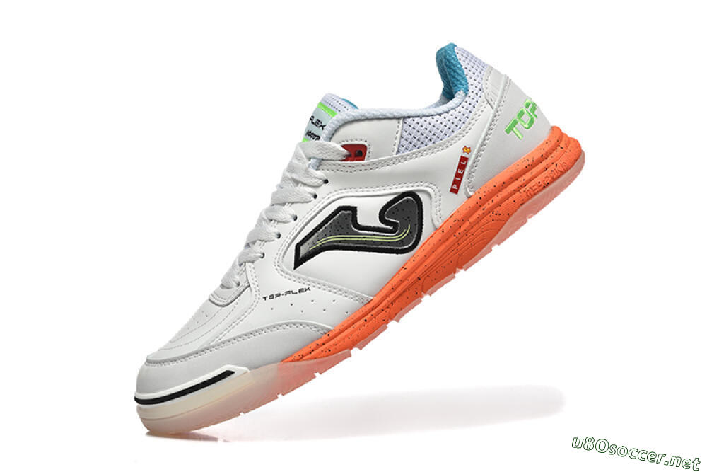 Men's Joma Top Flex IC Football Shoes - White/Silver/Red 8