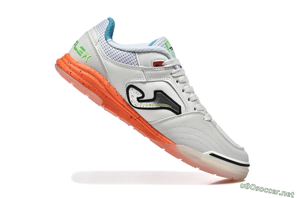 Men's Joma Top Flex IC Football Shoes - White/Silver/Red 7