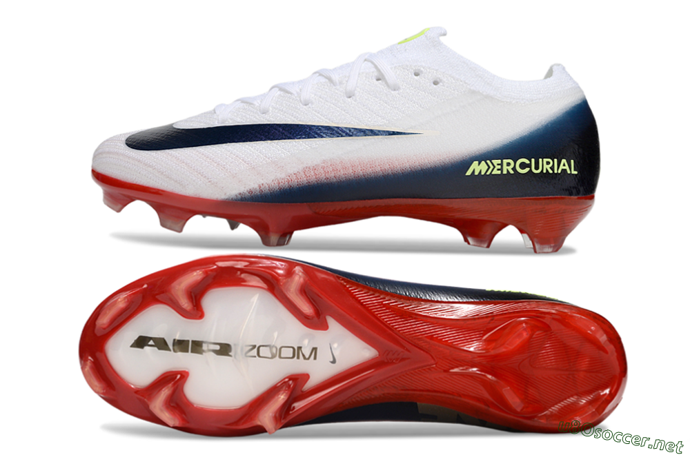 Unisex Nike Air Zoom Mercurial Vapor 16 Elite FG Football Boots - White/Blue/Yellow 1