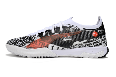 Men's Puma Ultra Ultimate TF Football Shoes - Black/White/Red