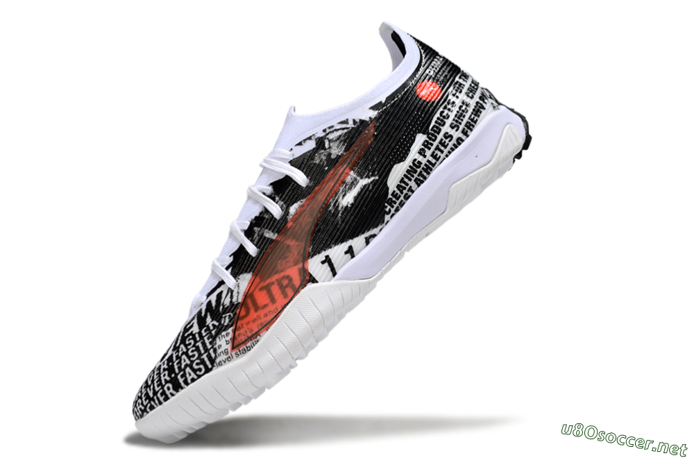 Men's Puma Ultra Ultimate TF Football Shoes - Black/White/Red 5
