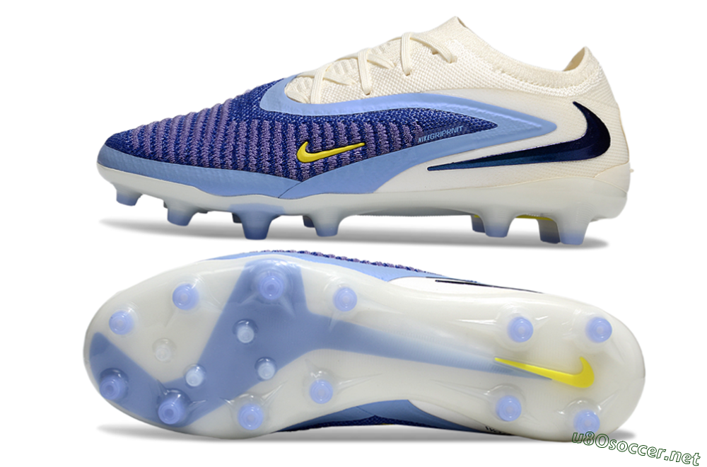 Unisex Nike Phantom 6 Elite Low FG Football Boots - Blue/White/Yellow 1