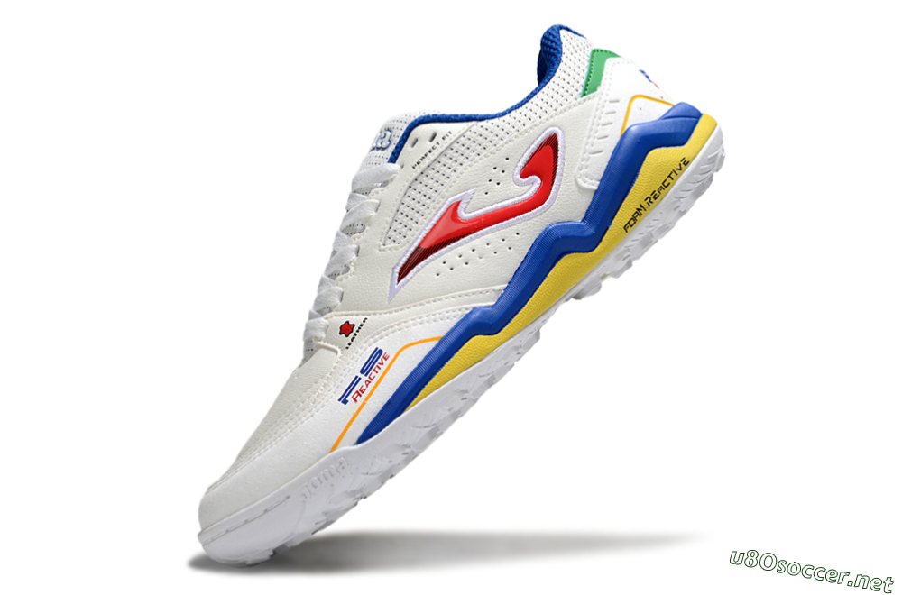 Men's Joma Top Flex TF Football Shoes - White/Red/Blue/Red 5