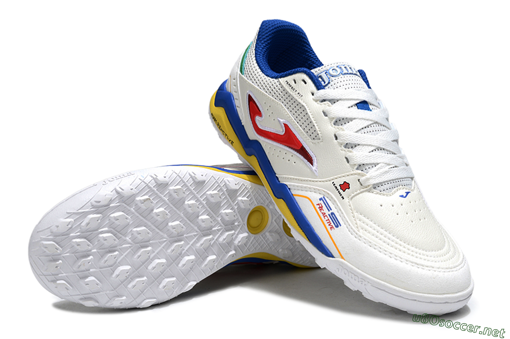 Men's Joma Top Flex TF Football Shoes - White/Red/Blue/Red 3