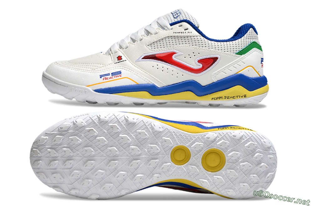 Men's Joma Top Flex TF Football Shoes - White/Red/Blue/Red 1