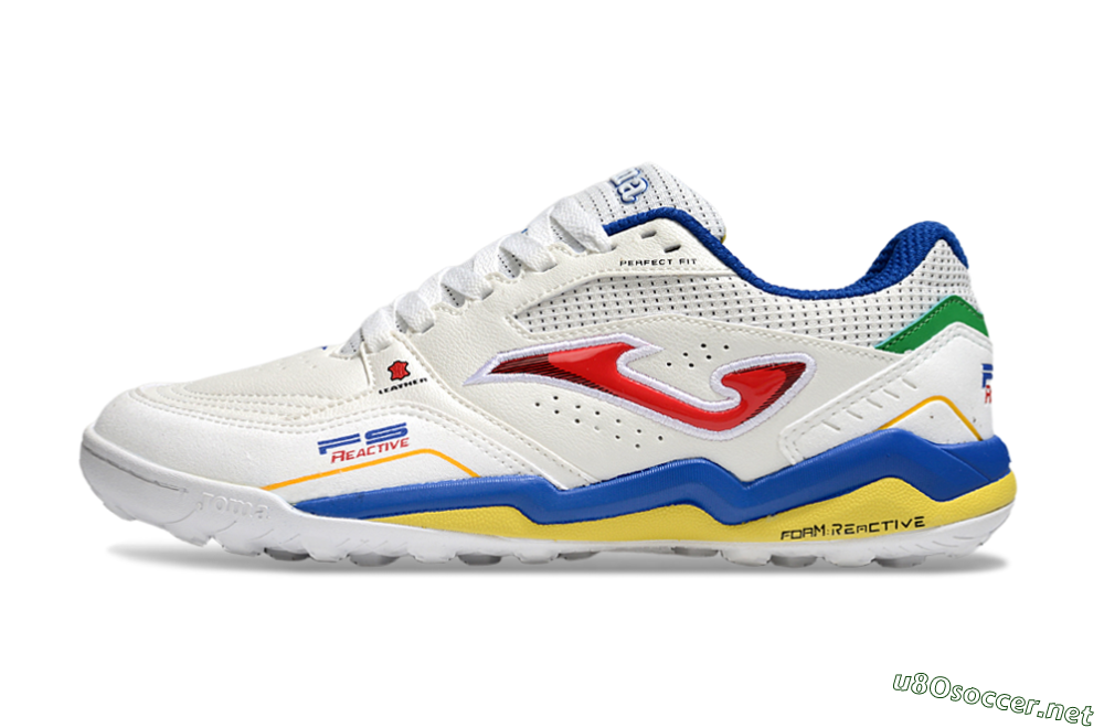 Men's Joma Top Flex TF Football Shoes - White/Red/Blue/Red 0