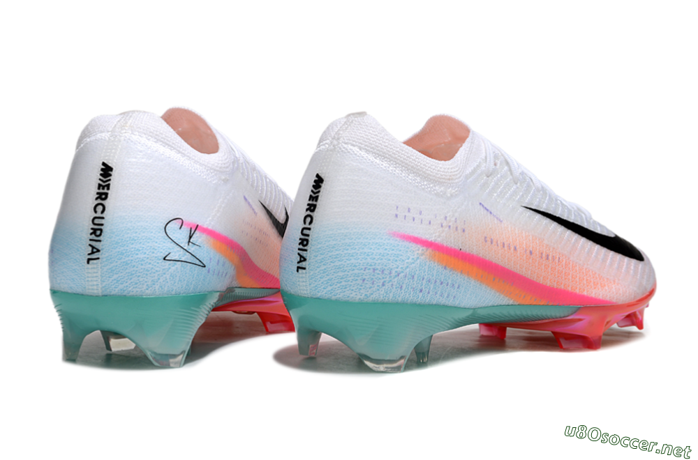Unisex Nike Air Zoom Mercurial Vapor 16 Elite FG Football Boots - White/Black/Pink/Jade 6
