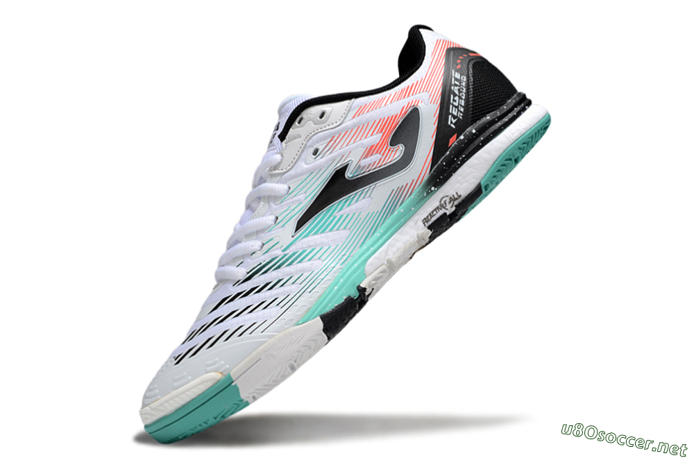Men's Joma Top Flex IC Football Shoes - White/Jade/Red 5