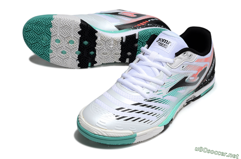 Men's Joma Top Flex IC Football Shoes - White/Jade/Red 3