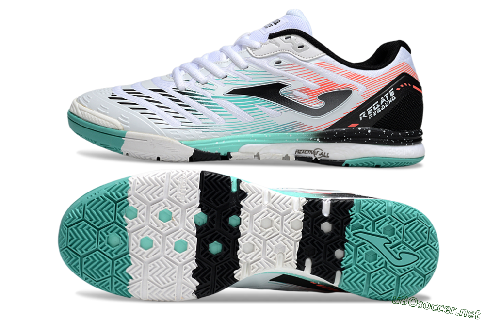 Men's Joma Top Flex IC Football Shoes - White/Jade/Red 1