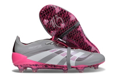 Men's Adidas Predator 25 Elite Foldover Tongue FG Football Boots - Grey/White/Pink