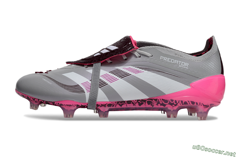 Men's Adidas Predator 25 Elite Foldover Tongue FG Football Boots - Grey/White/Pink 0