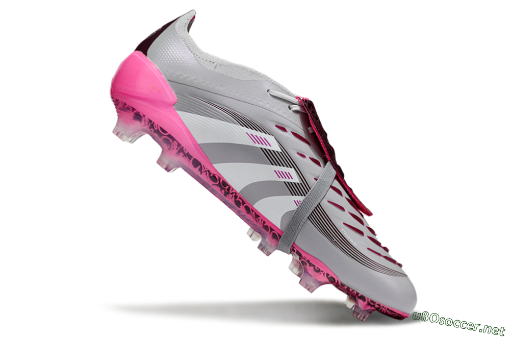 Men's Adidas Predator 25 Elite Foldover Tongue FG Football Boots - Grey/White/Pink 4
