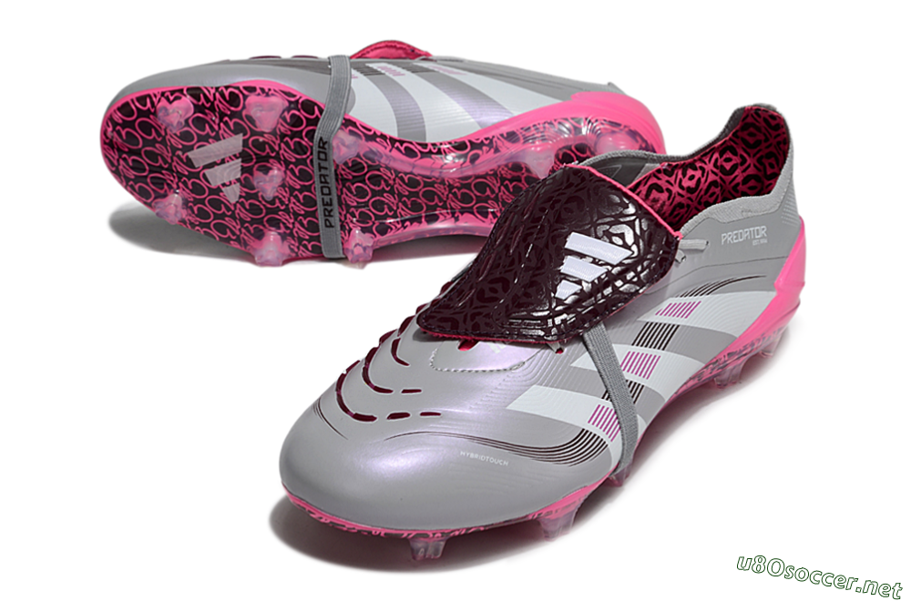 Men's Adidas Predator 25 Elite Foldover Tongue FG Football Boots - Grey/White/Pink 3