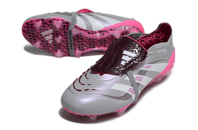Men's Adidas Predator 25 Elite Foldover Tongue FG Football Boots - Grey/White/Pink