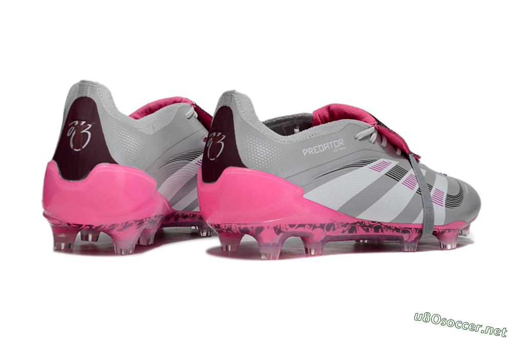 Men's Adidas Predator 25 Elite Foldover Tongue FG Football Boots - Grey/White/Pink 6