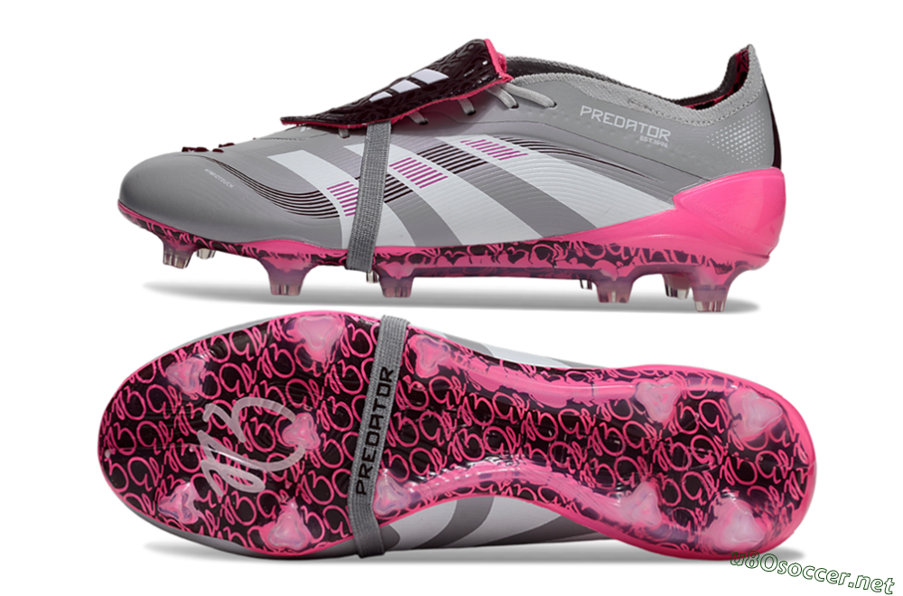 Men's Adidas Predator 25 Elite Foldover Tongue FG Football Boots - Grey/White/Pink 1