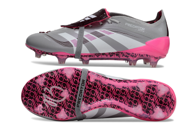 Men's Adidas Predator 25 Elite Foldover Tongue FG Football Boots - Grey/White/Pink