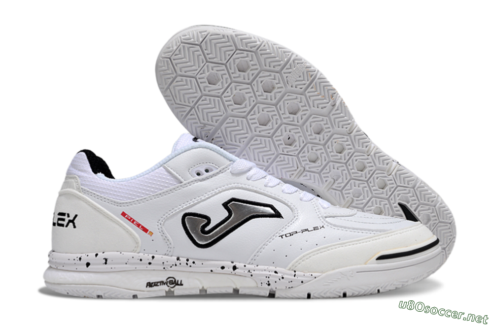 Men's Joma Top Flex IC Football Shoes - White/Silver/Black 2