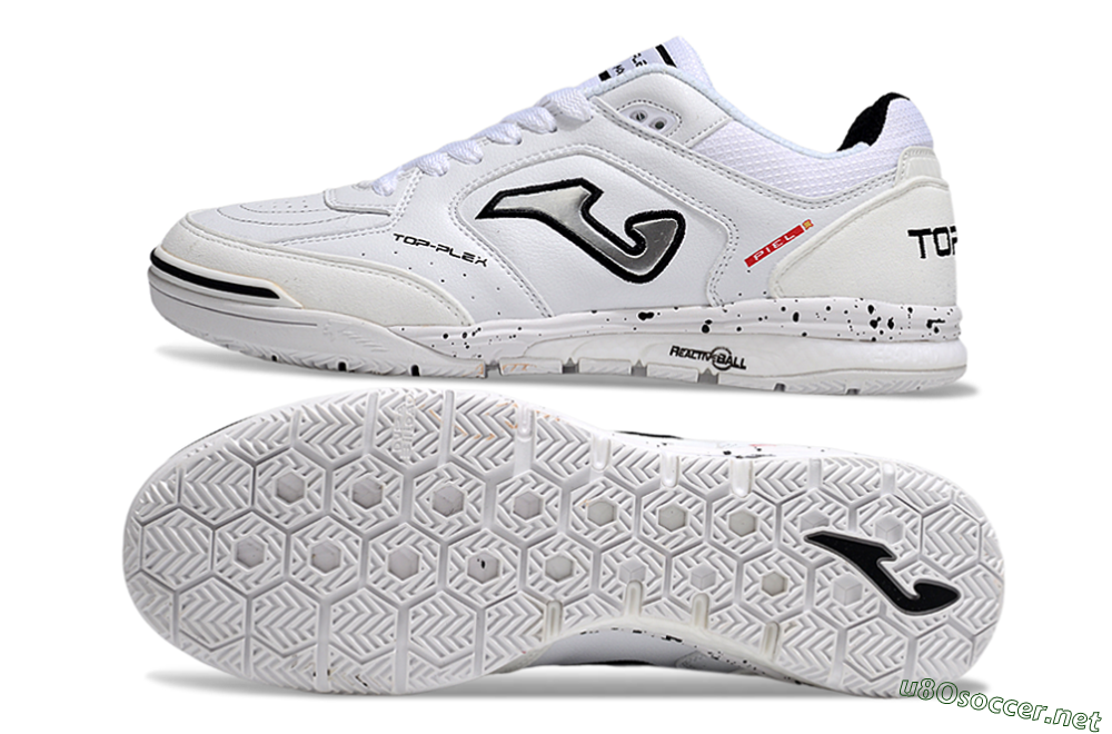 Men's Joma Top Flex IC Football Shoes - White/Silver/Black 1