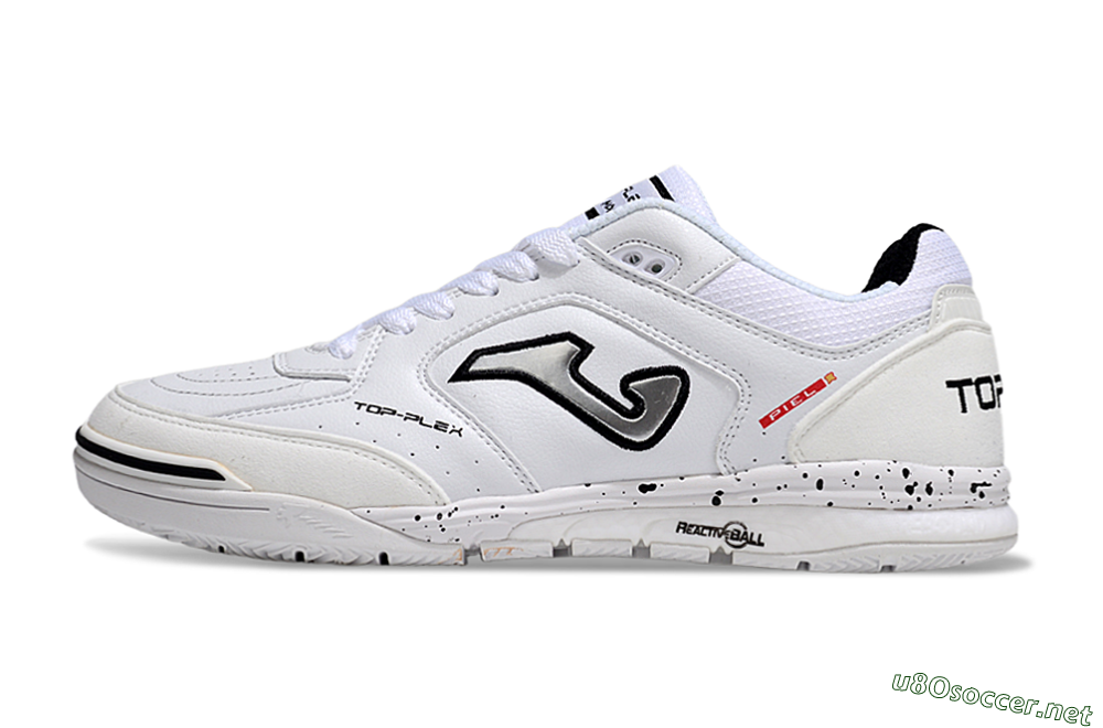 Men's Joma Top Flex IC Football Shoes - White/Silver/Black 0