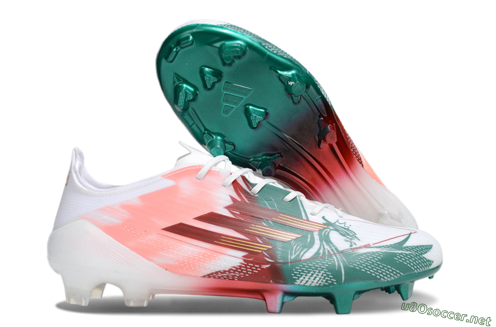 Unisex Adidas F50 Elite FG Football Boots - White/Green/Red 2