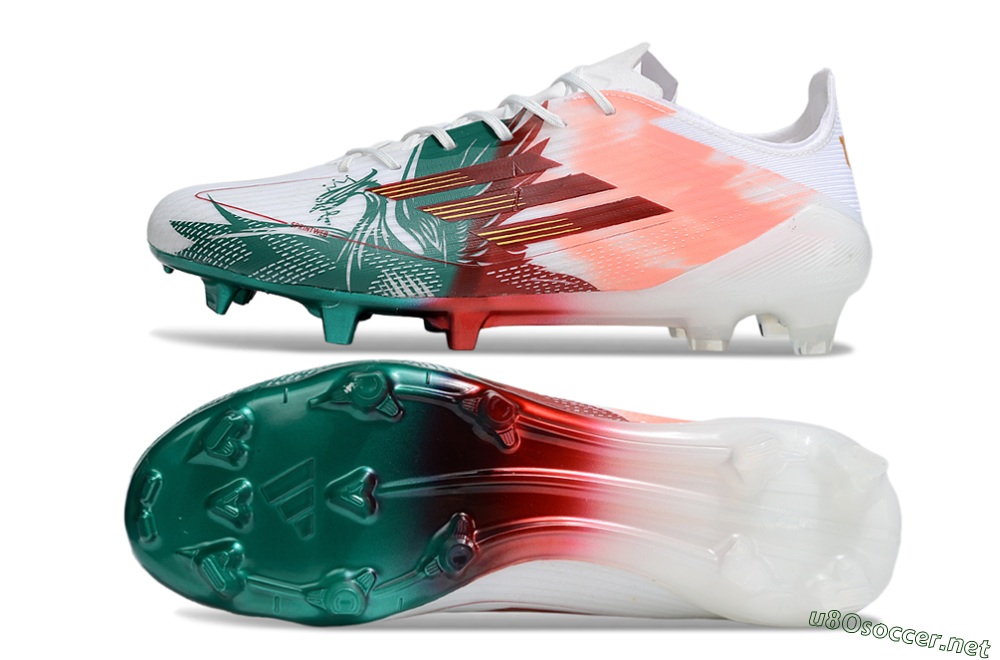 Unisex Adidas F50 Elite FG Football Boots - White/Green/Red 1