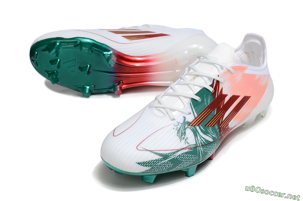 Unisex Adidas F50 Elite FG Football Boots - White/Green/Red 3