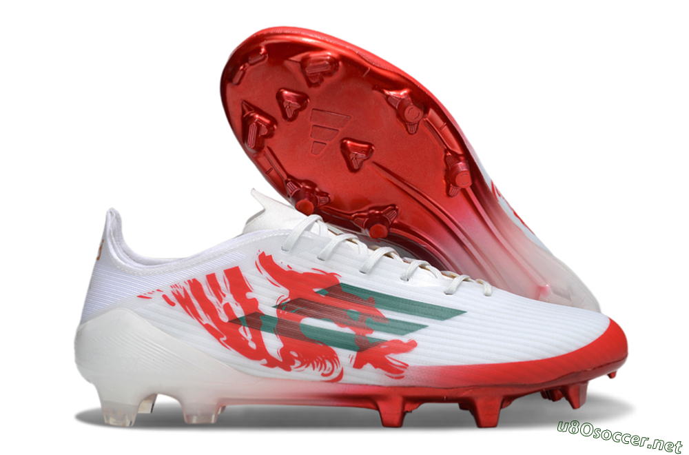 Unisex Adidas F50 Elite FG Football Boots - White/Green/Red 2