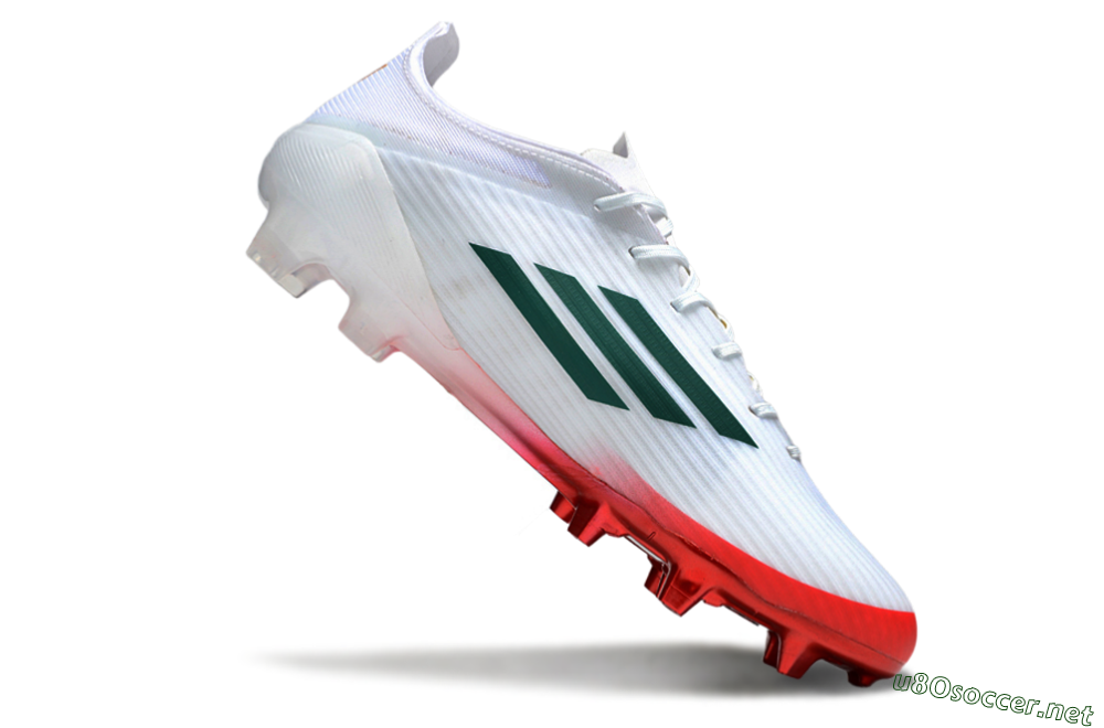 Unisex Adidas F50 Elite FG Football Boots - White/Green/Red 4